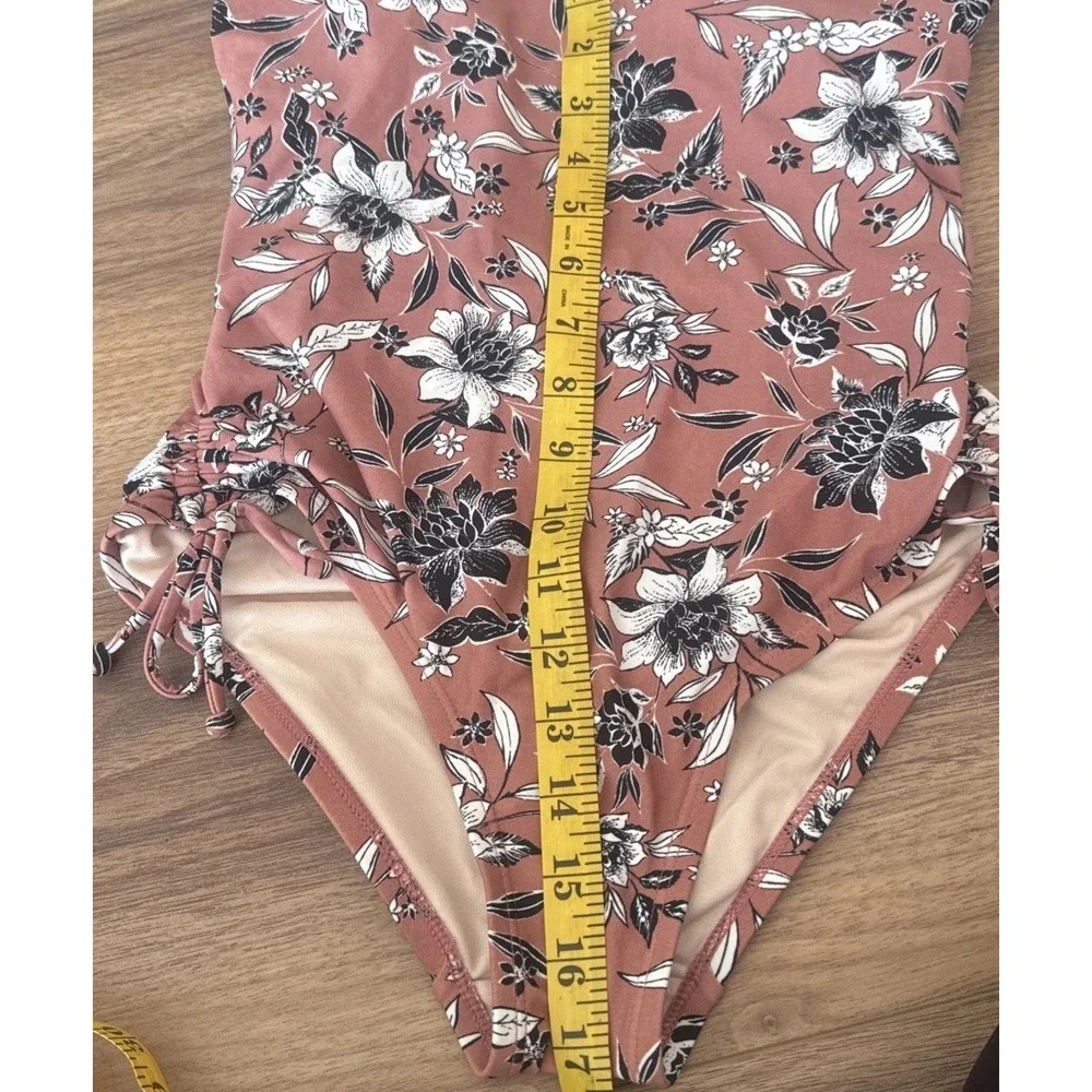 Kona Sol One‎ Piece Swimsuit S. Pink Floral  Bathing Suit